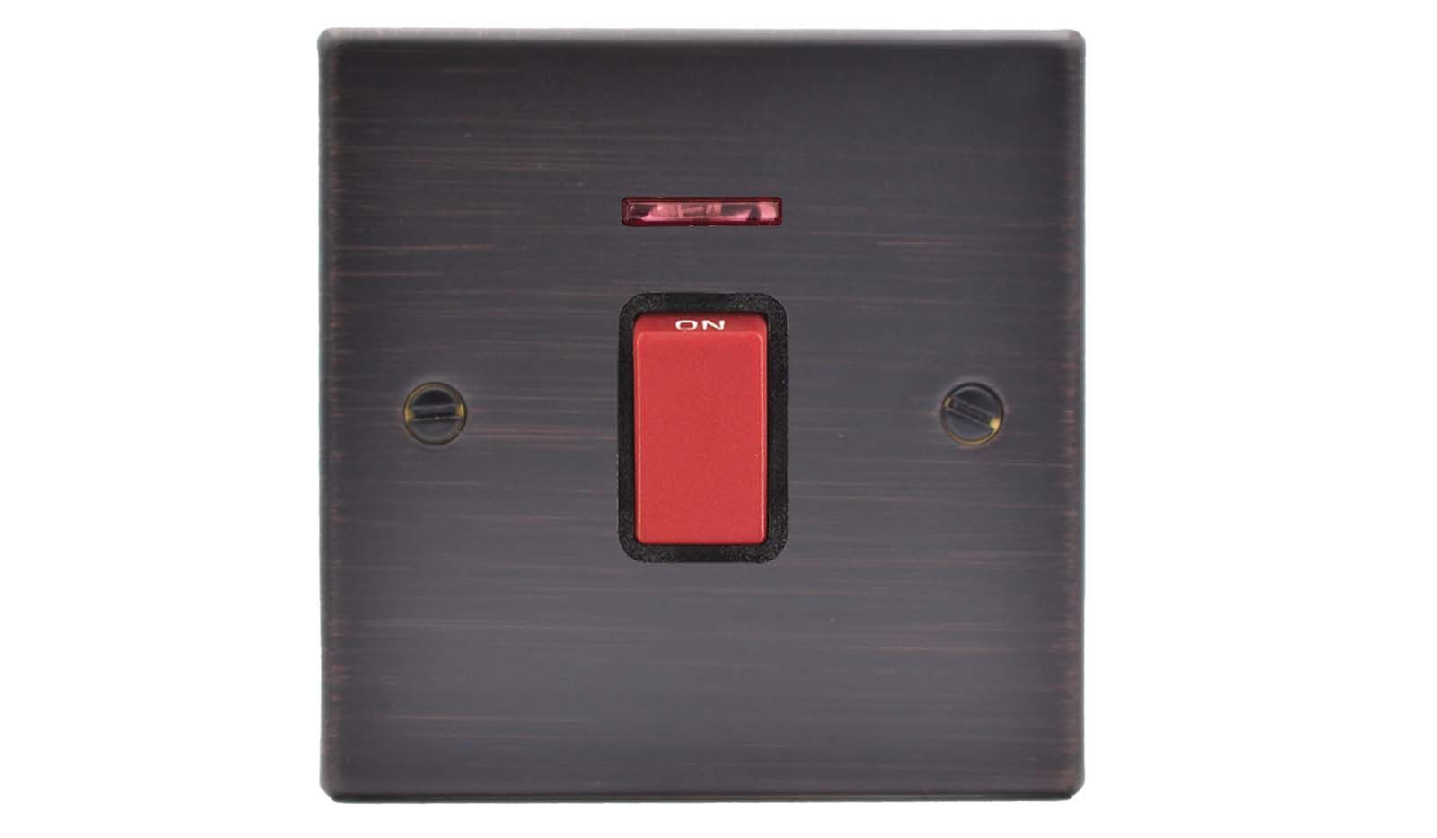 Hart EB 1g 45A Double Pole+N Red Rkr/BL