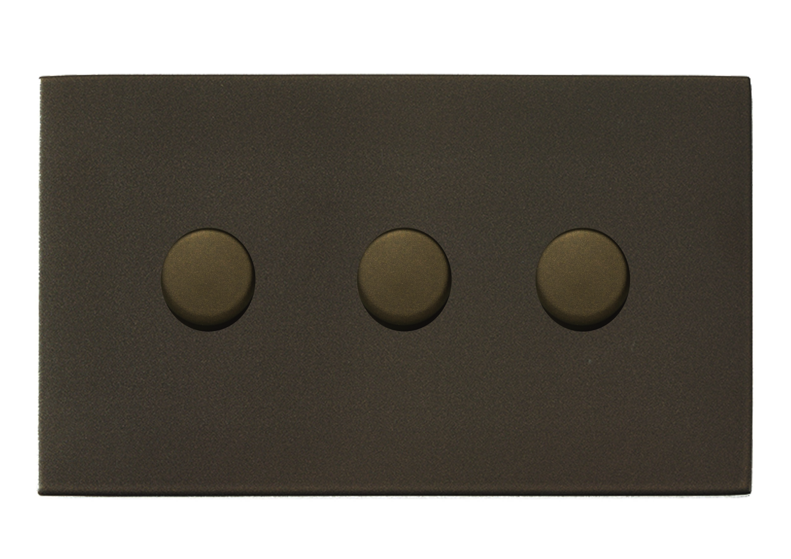 Hartland CFX Richmond Bronze 3 gang 250W LED 2 Way Push On/Off Rotary Dimmer Richmond Bronze Minimum Load = 5W(LED) Maximum Load = 250W(LED) Trailing Edge / 150W(LED) Leading Edge per gang