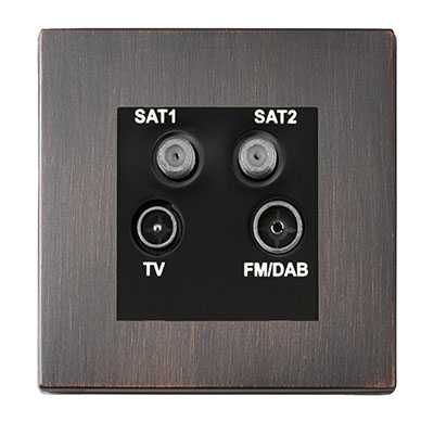 Hartland CFX Etrium Bronze Non-Isolated TV+FM+SAT1+SAT2 Quadplexer 2in/4out (DAB Compatible) Black