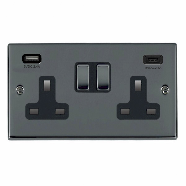 Hart BK DP SS2+USB+USB C BK/BL