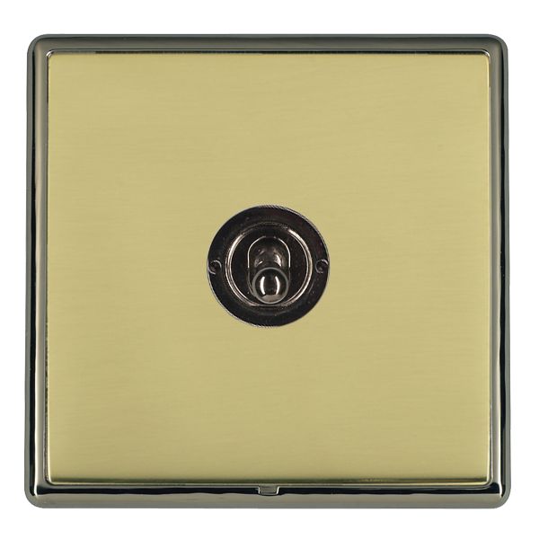 Linea-Rondo CFX Black Nickel Frame/Polished Brass Front 1 gang 20AX 2 Way Toggle Black Nickel