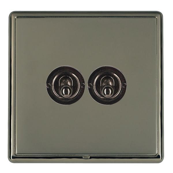 Linea-Rondo CFX Black Nickel Frame/Black Nickel Front 2 gang 20AX 2 Way Toggle Black Nickel