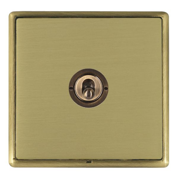 Linea-Rondo CFX Antique Brass Frame/Satin Brass Front 1 gang 20AX Intermediate Toggle Antique Brass