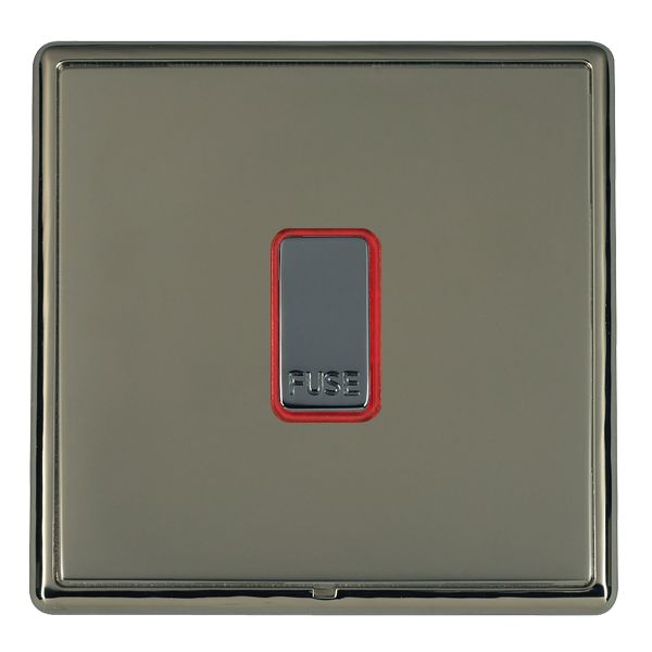 Linea-Rondo CFX Black Nickel Frame/Black Nickel Front 1 gang 13A Fuse with Neon Halo Black Nickel/Red