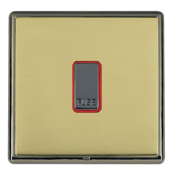 Linea-Rondo CFX Black Nickel Frame/Polished Brass Front 1 gang 13A Fuse with Neon Halo Black Nickel/Red