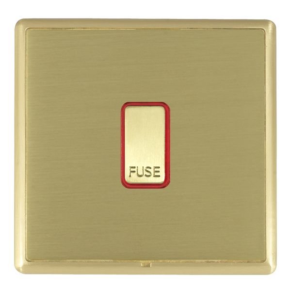 Linea-Rondo CFX Satin Brass Frame/Satin Brass Front 1 gang 13A Fuse with Neon Halo Satin Brass/Red