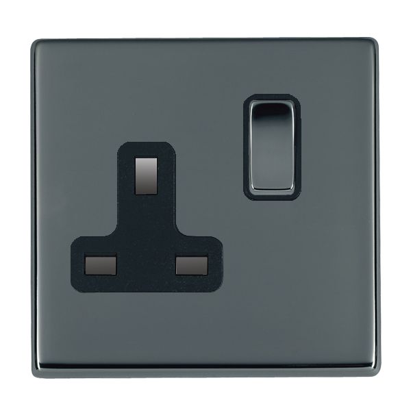 Hartland CFX Black Nickel 1 gang 13A Double Pole Switched Socket Black Nickel/Black