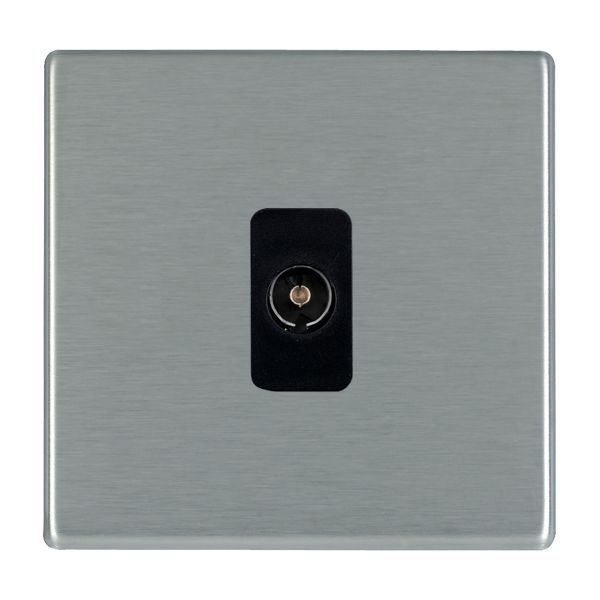 Hartland CFX Satin Steel Effect 1 gang Non-Isolated Television 1in/1out Black