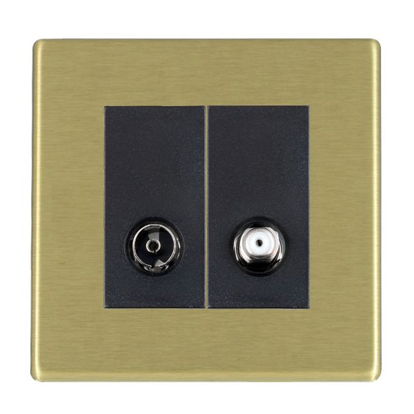 Hartland CFX Satin Brass 2 gang Non-Isolated TV+Satellite 2in/2out Black