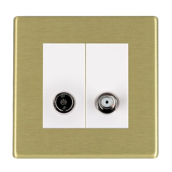 Hartland CFX Satin Brass 2 gang Non-Isolated TV+Satellite 2in/2out White