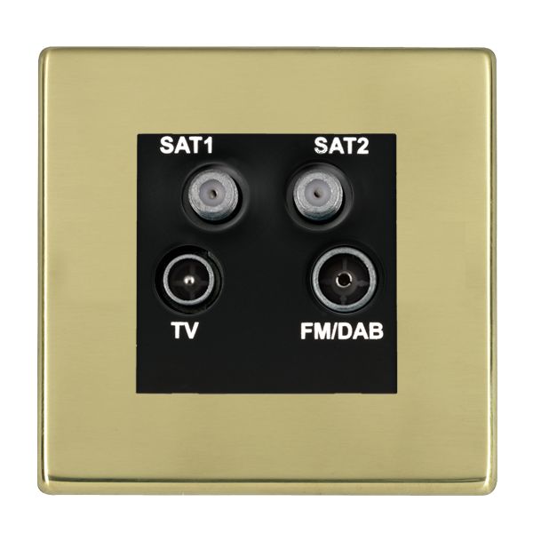 Hartland CFX Polished Brass Non-Isolated TV+FM+SAT1+SAT2 Quadplexer 2in/4out (DAB Compatible) Black
