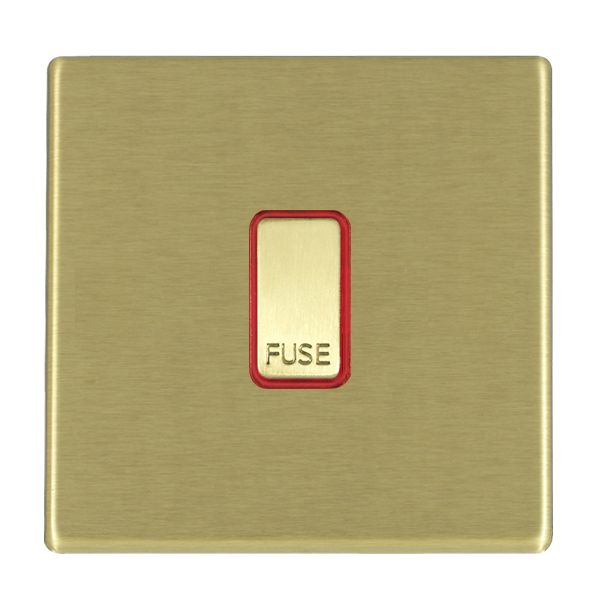 Hartland CFX Satin Brass 1 gang 13A Fuse with Neon Halo Satin Brass/Red