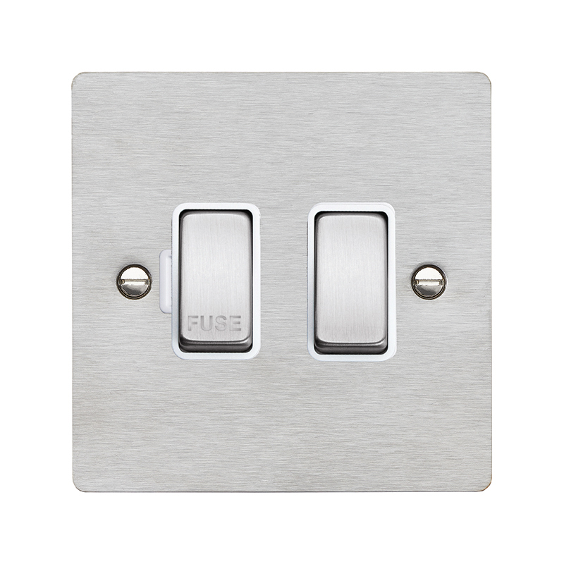 Sher SS 1g 13A DP Fused Spur SS/WH
