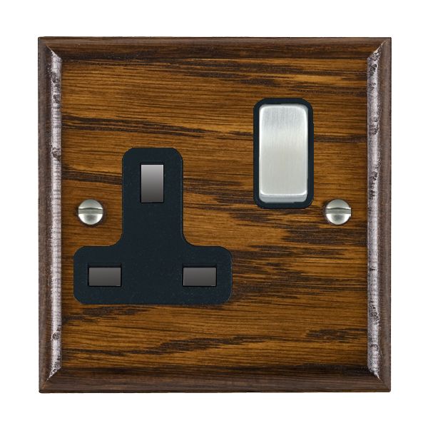Wood Ovo D/O 1g 13A DP Swt Skt SC/BL