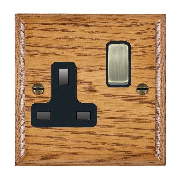 Wood Ovo M/O 1g 13A DP Swt Skt AB/BL