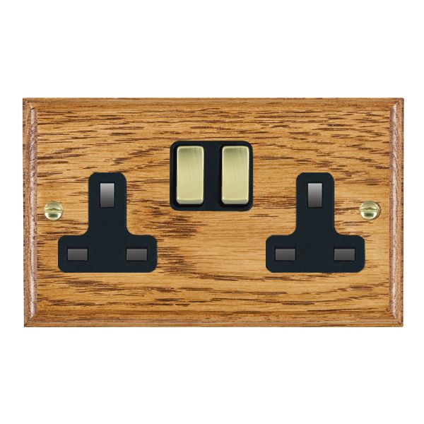 Wood Ovo M/O 2g 13A DP Swt Skt PB/BL
