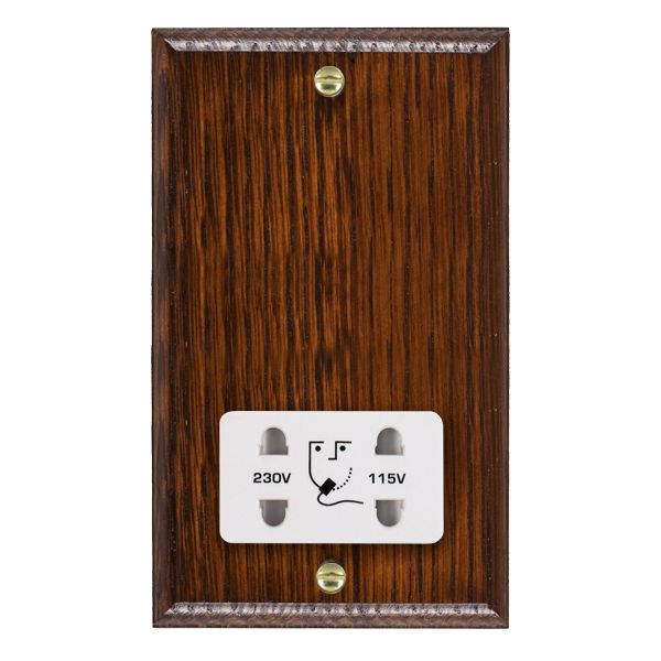 Wood Ovo A/M Shaver Dual Volt Socket WH