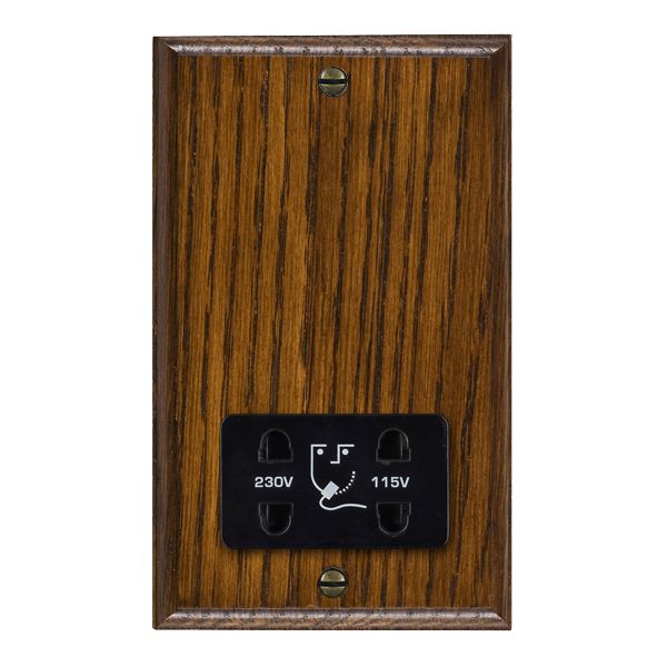Wood Ovo D/O Shaver Dual Volt Socket BL