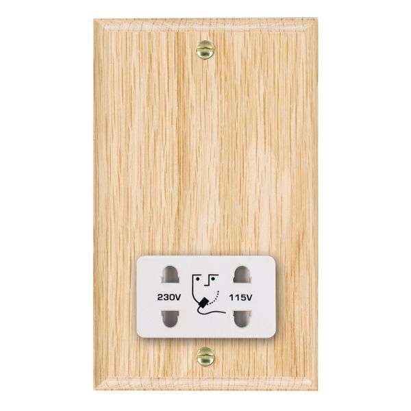 Wood Ovo L/O Shaver Dual Volt Socket WH
