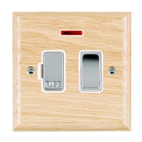 Wood Ovo L/O 13A DP Fused Spur+N BC/WH