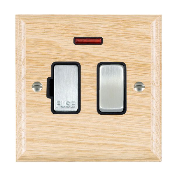 Wood Ovo L/O 13A DP Fused Spur+N SC/BL