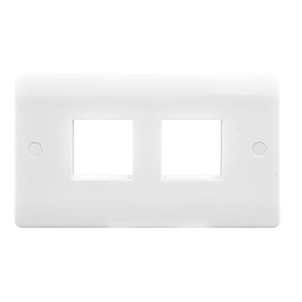 Verve White Micro Grid 4 Gang Plate