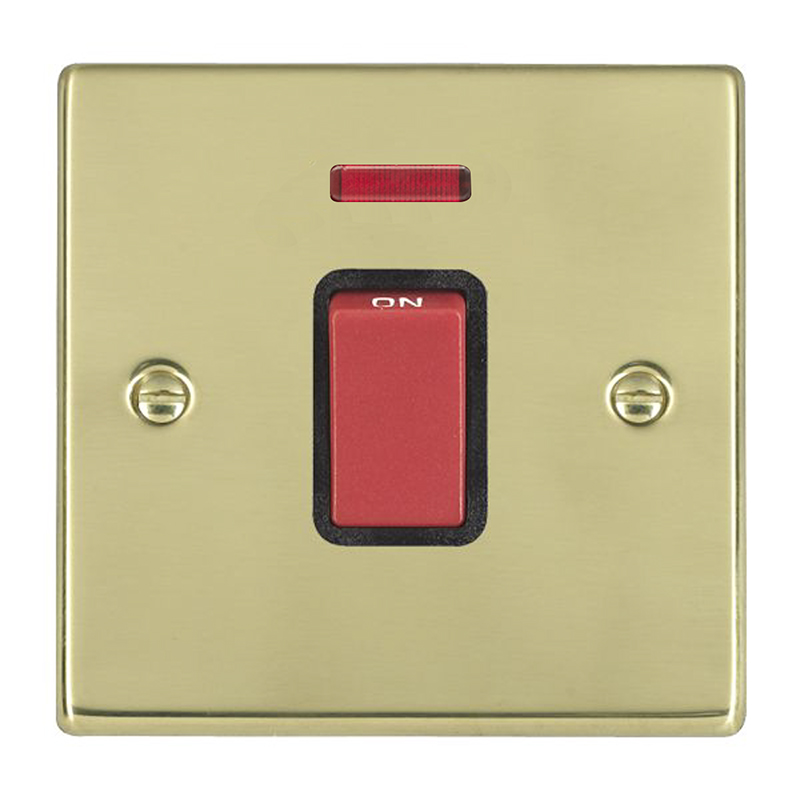 Hart PB 1g 45A Double Pole+N Red Rkr/BL