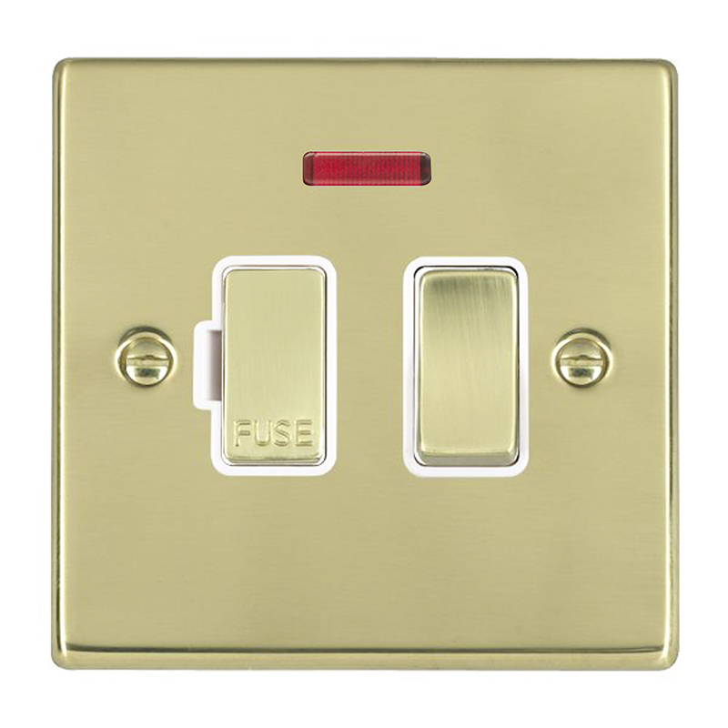 Hart PB 13A DP Fused Spur+N PB/WH