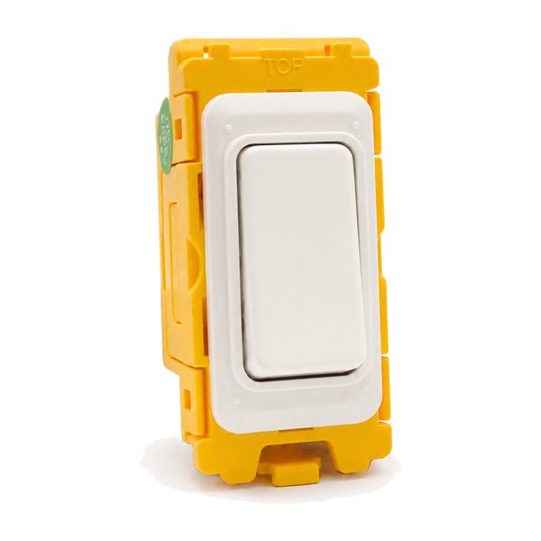 Grid-IT Front Loading 20AX Intermediate Rocker Module Matt White and White Bezel