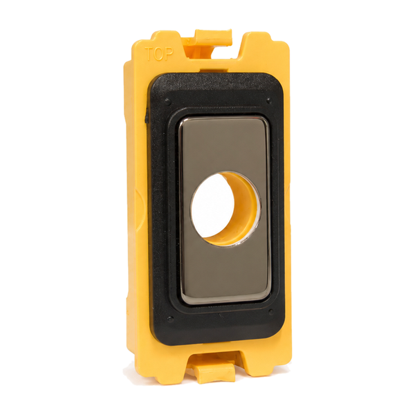Grid-IT Front Loading 20A Cable Outlet (10mm) Module Black Nickel and Black Bezel