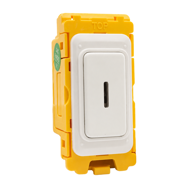 Grid-IT Front Loading 20AX 2 Way Key Switch Module Matt White and White Bezel