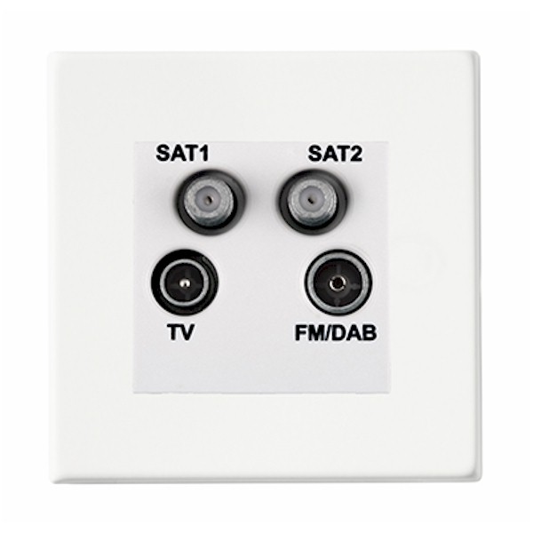 H-CFX Pr/Wht Non-Isolated TV+FM+2XSAT WH