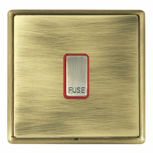 Linea-Rondo CFX Antique Brass Frame/Antique Brass Front 1 gang 13A Fuse with Neon Halo Antique Brass/Red