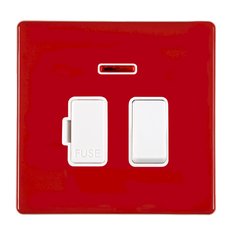 HCFX Col Red 13A DP Fused Spur+N WH/WH