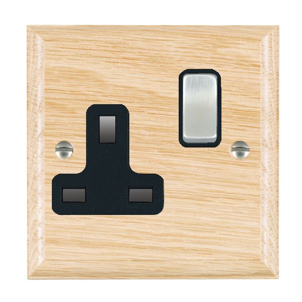 Wood Ovo L/O 1g 13A DP Swt Skt SC/BL