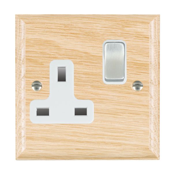 Wood Ovo L/O 1g 13A DP Swt Skt SC/WH