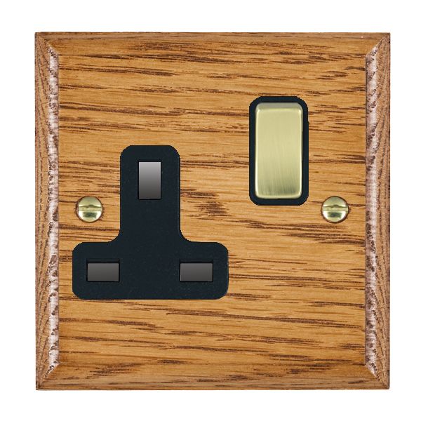 Wood Ovo M/O 1g 13A DP Swt Skt PB/BL