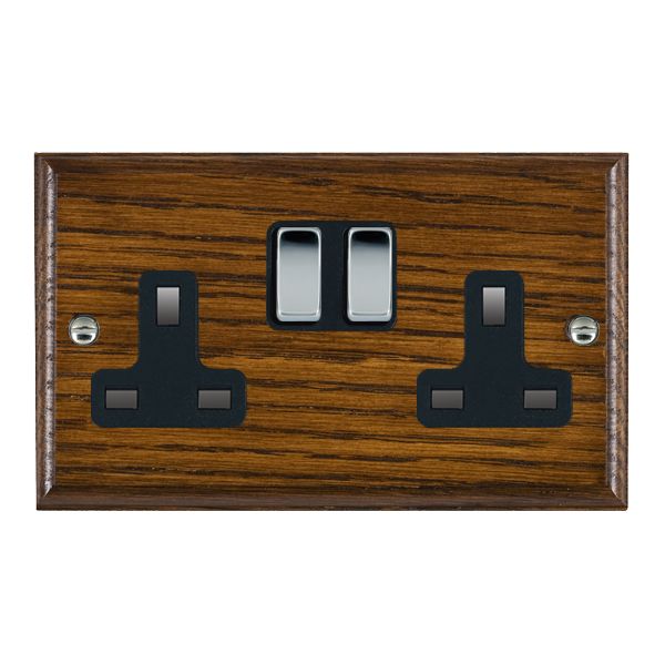 Wood Ovo D/O 2g 13A DP Swt Skt BC/BL