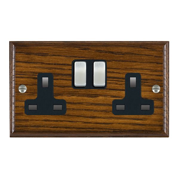 Wood Ovo D/O 2g 13A DP Swt Skt SC/BL