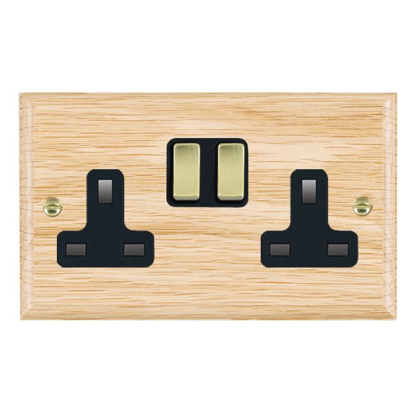 Wood Ovo L/O 2g 13A DP Swt Skt PB/BL