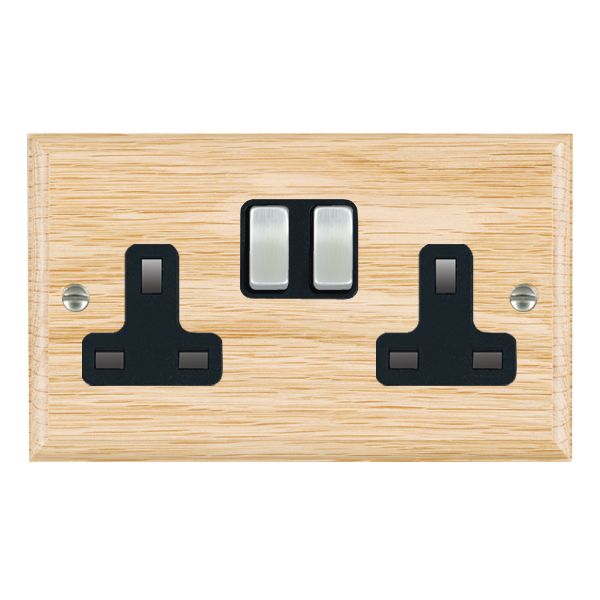 Wood Ovo L/O 2g 13A DP Swt Skt SC/BL