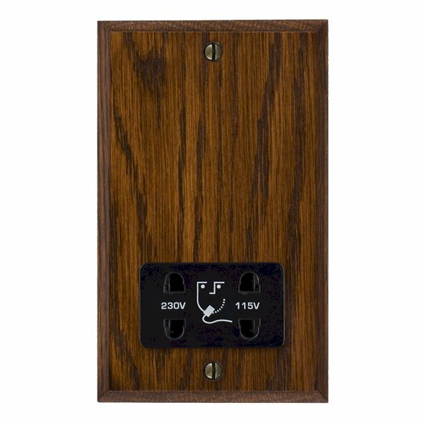 Wood Cha D/O Shaver Dual Volt Socket BL
