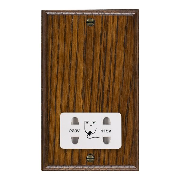 Wood Ovo D/O Shaver Dual Volt Socket WH