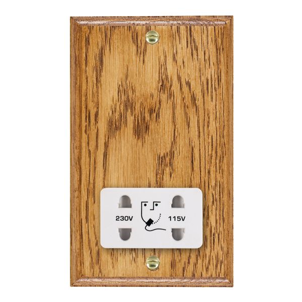 Wood Ovo M/O Shaver Dual Volt Socket WH
