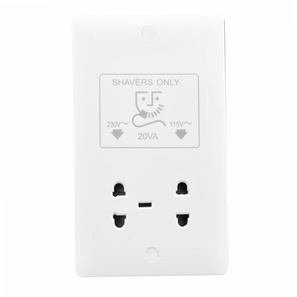 Verve White Shaver Dual Volt Socket WH